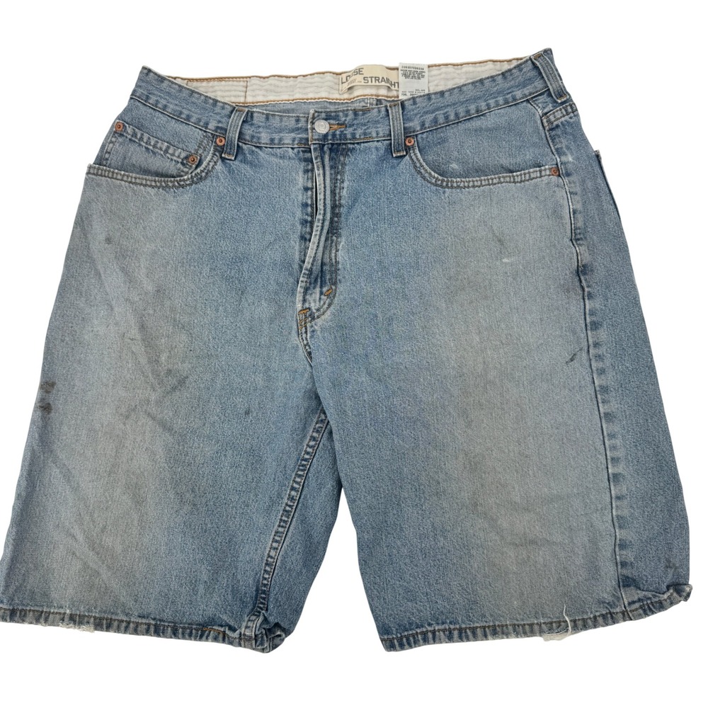 Levi's 569 Loose Straight Denim Shorts Mens 36 Blue Light Wash Baggy Jorts 90s